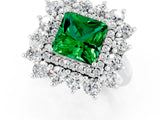 White gold Princess Cut Halo Cluster Diamond Ring with Pave Band and Four-Prong Setting_13