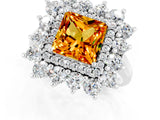 White gold Princess Cut Halo Cluster Diamond Ring with Pave Band and Four-Prong Setting_13