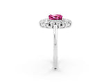 White gold Princess Cut Halo Cluster Diamond Ring with Pave Band and Four-Prong Setting_14