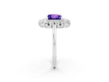 White gold Princess Cut Halo Cluster Diamond Ring with Pave Band and Four-Prong Setting_14