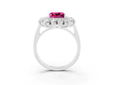 White gold Princess Cut Halo Cluster Diamond Ring with Pave Band and Four-Prong Setting_15