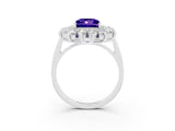 White gold Princess Cut Halo Cluster Diamond Ring with Pave Band and Four-Prong Setting_15