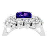 White gold Princess Cut Halo Cluster Diamond Ring with Pave Band and Four-Prong Setting_16