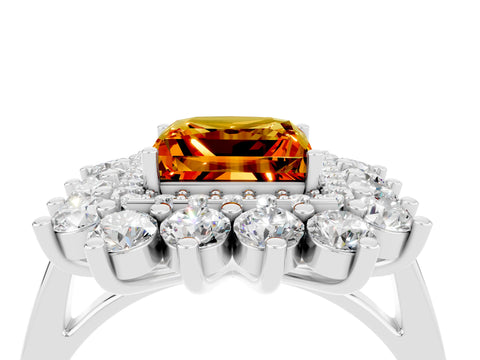 White gold Princess Cut Halo Cluster Diamond Ring with Pave Band and Four-Prong Setting_16
