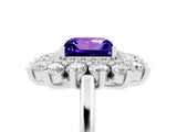 White gold Princess Cut Halo Cluster Diamond Ring with Pave Band and Four-Prong Setting_17