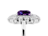 White gold Princess Cut Halo Cluster Diamond Ring with Pave Band and Four-Prong Setting_17