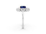 White gold Princess Cut Halo Cluster Diamond Ring with Pave Band and Four-Prong Setting_20