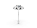 White gold Princess Cut Halo Cluster Diamond Ring with Pave Band and Four-Prong Setting_20