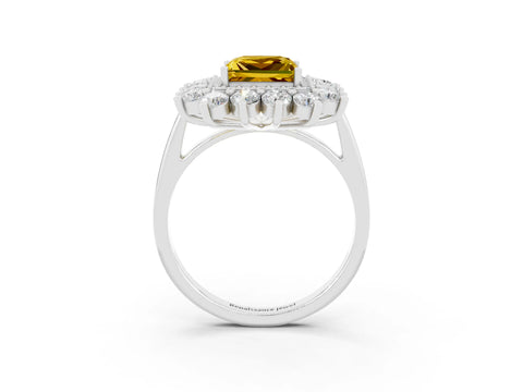 White gold Princess Cut Halo Cluster Diamond Ring with Pave Band and Four-Prong Setting_21