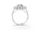 White gold Princess Cut Halo Cluster Diamond Ring with Pave Band and Four-Prong Setting_22