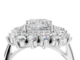 White gold Princess Cut Halo Cluster Diamond Ring with Pave Band and Four-Prong Setting_23
