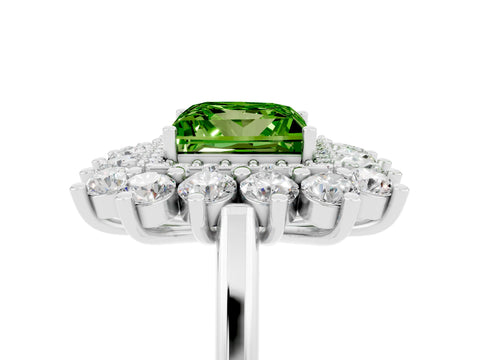 White gold Princess Cut Halo Cluster Diamond Ring with Pave Band and Four-Prong Setting_23