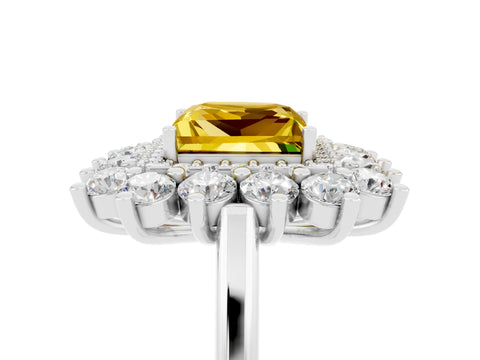 White gold Princess Cut Halo Cluster Diamond Ring with Pave Band and Four-Prong Setting_23