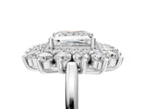 White gold Princess Cut Halo Cluster Diamond Ring with Pave Band and Four-Prong Setting_24