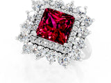 White gold Princess Cut Halo Cluster Diamond Ring with Pave Band and Four-Prong Setting_25