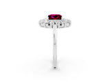 White gold Princess Cut Halo Cluster Diamond Ring with Pave Band and Four-Prong Setting_26