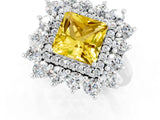 White gold Princess Cut Halo Cluster Diamond Ring with Pave Band and Four-Prong Setting_31