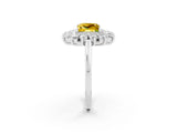 White gold Princess Cut Halo Cluster Diamond Ring with Pave Band and Four-Prong Setting_32