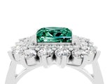 White gold Princess Cut Halo Cluster Diamond Ring with Pave Band and Four-Prong Setting_34