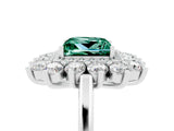 White gold Princess Cut Halo Cluster Diamond Ring with Pave Band and Four-Prong Setting_35