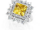 White gold Princess Cut Halo Cluster Diamond Ring with Pave Band and Four-Prong Setting_37