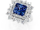 White gold Princess Cut Halo Cluster Diamond Ring with Pave Band and Four-Prong Setting_37