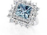 White gold Princess Cut Halo Cluster Diamond Ring with Pave Band and Four-Prong Setting_37