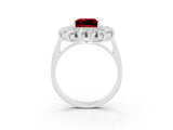 White gold Princess Cut Halo Cluster Diamond Ring with Pave Band and Four-Prong Setting_39