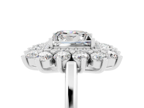 White gold Princess Cut Halo Cluster Diamond Ring with Pave Band and Four-Prong Setting_41