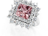 White gold Princess Cut Halo Cluster Diamond Ring with Pave Band and Four-Prong Setting_43