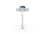 White gold Princess Cut Halo Cluster Diamond Ring with Pave Band and Four-Prong Setting_44
