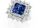 White gold Princess Cut Halo Cluster Diamond Ring with Pave Band and Four-Prong Setting_44
