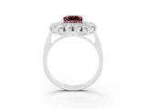 White gold Princess Cut Halo Cluster Diamond Ring with Pave Band and Four-Prong Setting_45