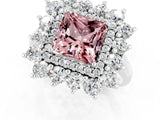 White gold Princess Cut Halo Cluster Diamond Ring with Pave Band and Four-Prong Setting_47