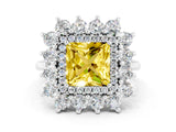 White gold Princess Cut Halo Cluster Diamond Ring with Pave Band and Four-Prong Setting_48