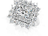 White gold Princess Cut Halo Cluster Diamond Ring with Pave Band and Four-Prong Setting_49