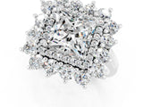 White gold Princess Cut Halo Cluster Diamond Ring with Pave Band and Four-Prong Setting_57