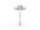 White gold Princess Cut Halo Cluster Diamond Ring with Pave Band and Four-Prong Setting_58