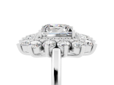 White gold Princess Cut Halo Cluster Diamond Ring with Pave Band and Four-Prong Setting_5