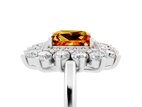 White gold Princess Cut Halo Cluster Diamond Ring with Pave Band and Four-Prong Setting_5