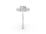 White gold Princess Cut Halo Cluster Diamond Ring with Pave Band and Four-Prong Setting_62