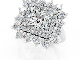 White gold Princess Cut Halo Cluster Diamond Ring with Pave Band and Four-Prong Setting_67