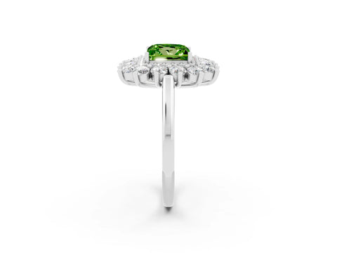 White gold Princess Cut Halo Cluster Diamond Ring with Pave Band and Four-Prong Setting_8