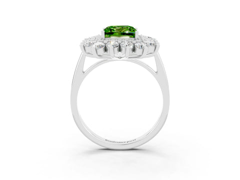 White gold Princess Cut Halo Cluster Diamond Ring with Pave Band and Four-Prong Setting_9