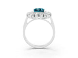 White gold Princess Cut Halo Cluster Diamond Ring with Pave Band and Four-Prong Setting_9