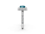 White gold Princess Cut Halo Diamond Engagement Ring with Milgrain Pave Band and Four-Prong Setting_2