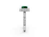 White gold Princess Cut Halo Diamond Engagement Ring with Milgrain Pave Band and Four-Prong Setting_2