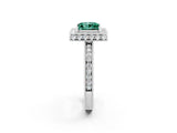 White gold Princess Cut Halo Diamond Engagement Ring with Milgrain Pave Band and Four-Prong Setting_2