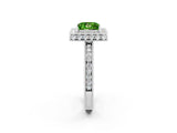 White gold Princess Cut Halo Diamond Engagement Ring with Milgrain Pave Band and Four-Prong Setting_2