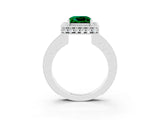 White gold Princess Cut Halo Diamond Engagement Ring with Milgrain Pave Band and Four-Prong Setting_3